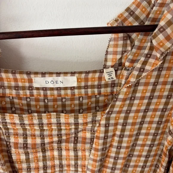 Doen Elodie Dress in Orange Maringue Plaid - Picture 2 of 7